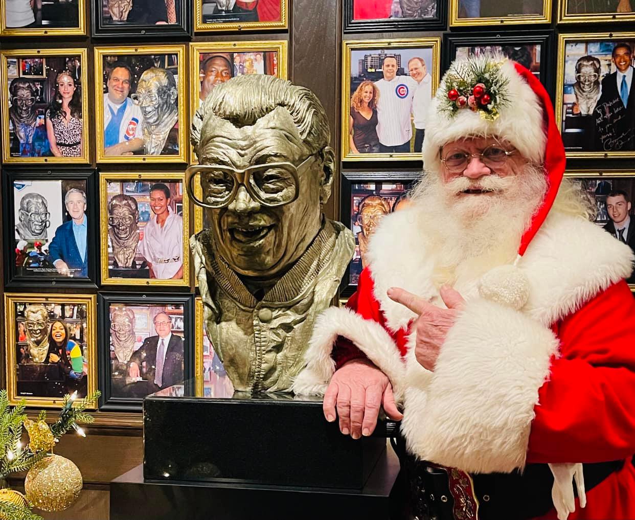 Santa With Wall of Fame at Harry Caray's Tavern's Breakfast With Santa at Navy Pier